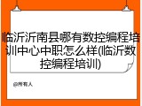 临沂沂南县哪有数控编程培训中心中职怎么样(临沂数控编程培训)