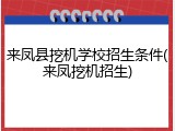 来凤县挖机学校招生条件(来凤挖机招生)