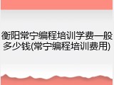 衡阳常宁编程培训学费一般多少钱(常宁编程培训费用)