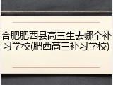 合肥肥西县高三生去哪个补习学校(肥西高三补习学校)
