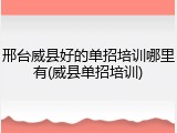 邢台威县好的单招培训哪里有(威县单招培训)