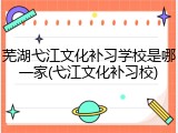 芜湖弋江文化补习学校是哪一家(弋江文化补习校)