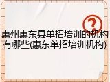 惠州惠东县单招培训的机构有哪些(惠东单招培训机构)