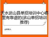 天水武山县单招培训中心哪里有靠谱的(武山单招培训推荐)