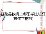 甘孜县挖机上哪里学比较好(甘孜学挖机)