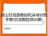 凉山甘洛县数控机床培训班学费(甘洛数控培训费)