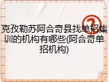 克孜勒苏阿合奇县找单招集训的机构有哪些(阿合奇单招机构)