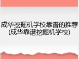 成华挖掘机学校靠谱的推荐(成华靠谱挖掘机学校)
