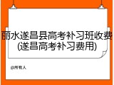 丽水遂昌县高考补习班收费(遂昌高考补习费用)