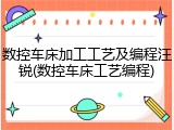 数控车床加工工艺及编程汪锐(数控车床工艺编程)