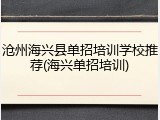 沧州海兴县单招培训学校推荐(海兴单招培训)