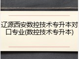 辽源西安数控技术专升本对口专业(数控技术专升本)