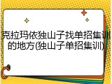 克拉玛依独山子找单招集训的地方(独山子单招集训)