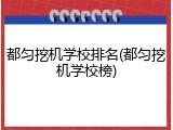 都匀挖机学校排名(都匀挖机学校榜)