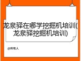 龙泉驿在哪学挖掘机培训(龙泉驿挖掘机培训)