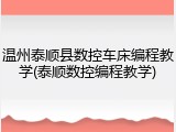 温州泰顺县数控车床编程教学(泰顺数控编程教学)