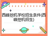 西峰挖机学校招生条件(西峰挖机招生)