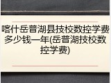 喀什岳普湖县技校数控学费多少钱一年(岳普湖技校数控学费)
