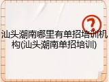 汕头潮南哪里有单招培训机构(汕头潮南单招培训)