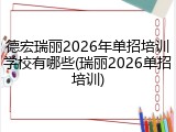 德宏瑞丽2026年单招培训学校有哪些(瑞丽2026单招培训)