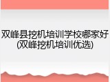 双峰县挖机培训学校哪家好(双峰挖机培训优选)