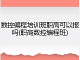 数控编程培训班职高可以报吗(职高数控编程班)