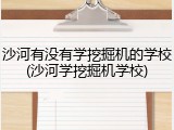 沙河有没有学挖掘机的学校(沙河学挖掘机学校)