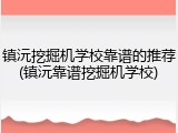 镇沅挖掘机学校靠谱的推荐(镇沅靠谱挖掘机学校)