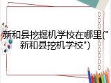 新和县挖掘机学校在哪里("新和县挖机学校")
