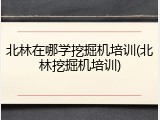 北林在哪学挖掘机培训(北林挖掘机培训)