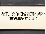 内江东兴单招培训班有哪些(东兴单招培训班)