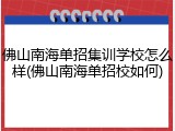 佛山南海单招集训学校怎么样(佛山南海单招校如何)