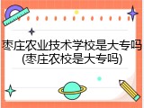 枣庄农业技术学校是大专吗(枣庄农校是大专吗)
