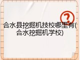 合水县挖掘机技校哪里有(合水挖掘机学校)