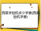 西昌学挖机多少学费(西昌挖机学费)