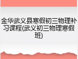 金华武义县寒假初三物理补习课程(武义初三物理寒假班)