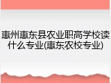 惠州惠东县农业职高学校读什么专业(惠东农校专业)
