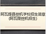 阿瓦提县挖机学校招生简章(阿瓦提挖机招生)