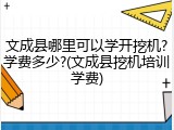文成县哪里可以学开挖机?学费多少?(文成县挖机培训学费)