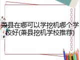 萧县在哪可以学挖机哪个学校好(萧县挖机学校推荐)