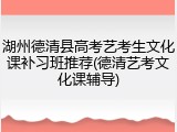 湖州德清县高考艺考生文化课补习班推荐(德清艺考文化课辅导)