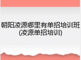 朝阳凌源哪里有单招培训班(凌源单招培训)
