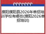 濮阳濮阳县2026年单招培训学校有哪些(濮阳2026单招培训)