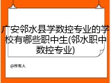 广安邻水县学数控专业的学校有哪些职中生(邻水职中数控专业)
