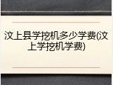 汶上县学挖机多少学费(汶上学挖机学费)