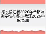 德宏盈江县2026年单招培训学校有哪些(盈江2026单招培训)