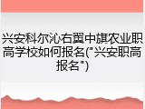 兴安科尔沁右翼中旗农业职高学校如何报名("兴安职高报名")