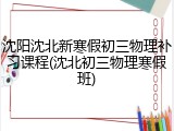 沈阳沈北新寒假初三物理补习课程(沈北初三物理寒假班)