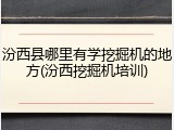 汾西县哪里有学挖掘机的地方(汾西挖掘机培训)