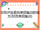 甘孜泸定县找单招集训的地方(甘孜单招集训)